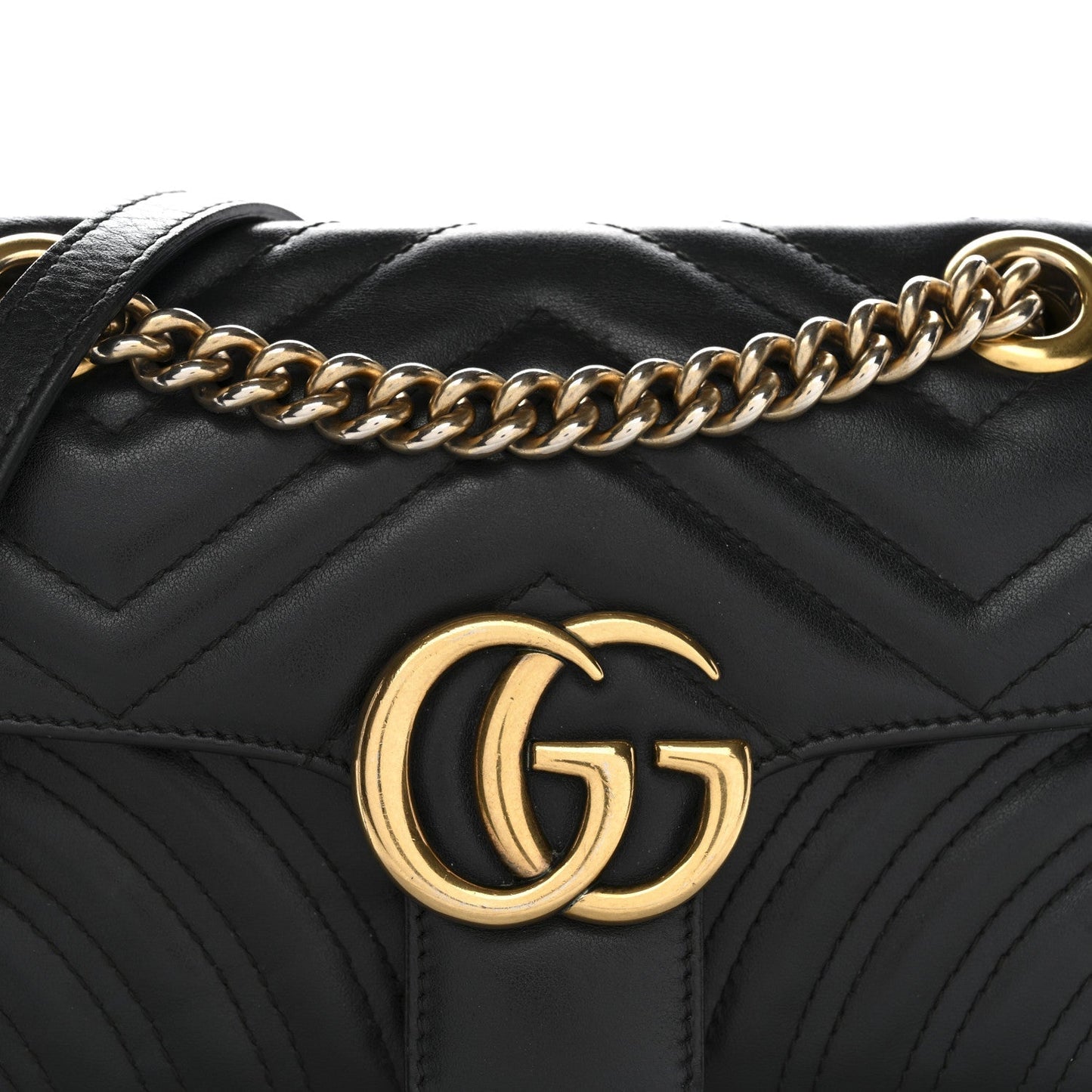 Calfskin Matelasse Mini GG Marmont Shoulder Bag Black