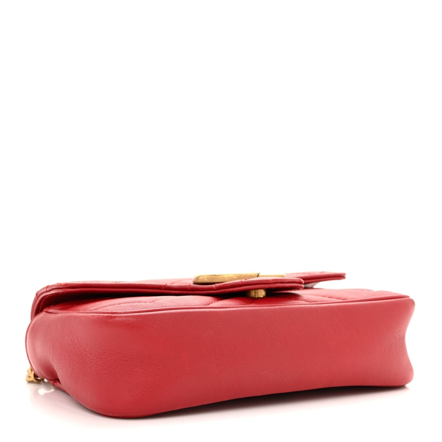 Calfskin Matelasse Super Mini GG Marmont Shoulder Bag Hibiscus Red