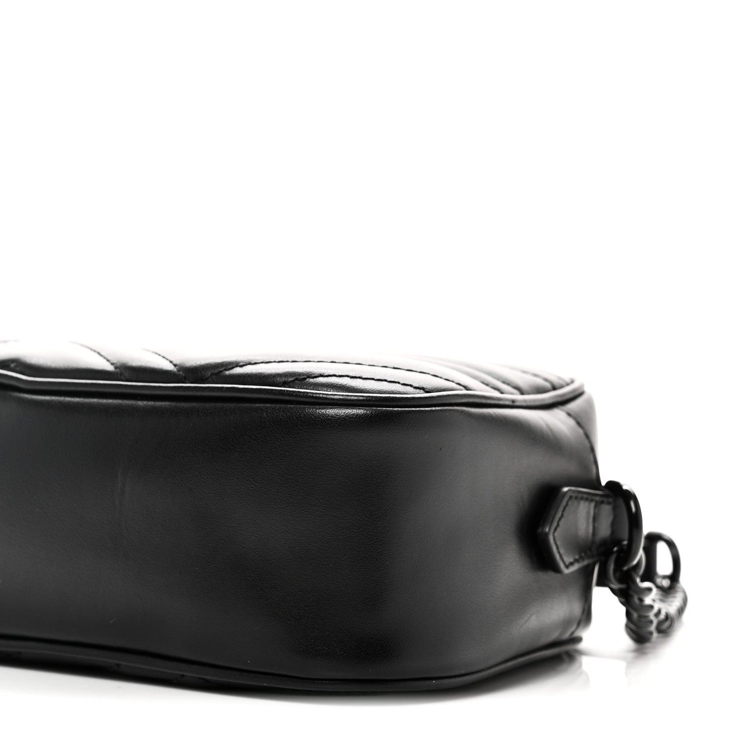 Calfskin Matelasse Monochrome Small GG Marmont Chain Shoulder Bag Black