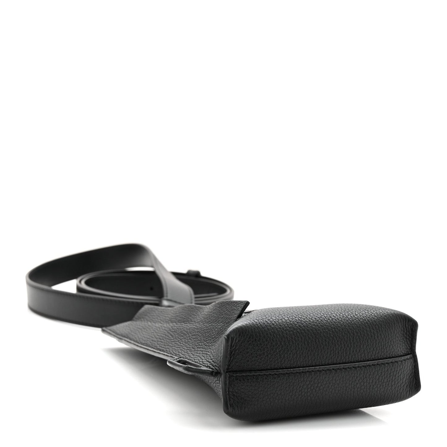 Soft Grained Calfskin Vertical T-Pocket Crossbody Bag Black