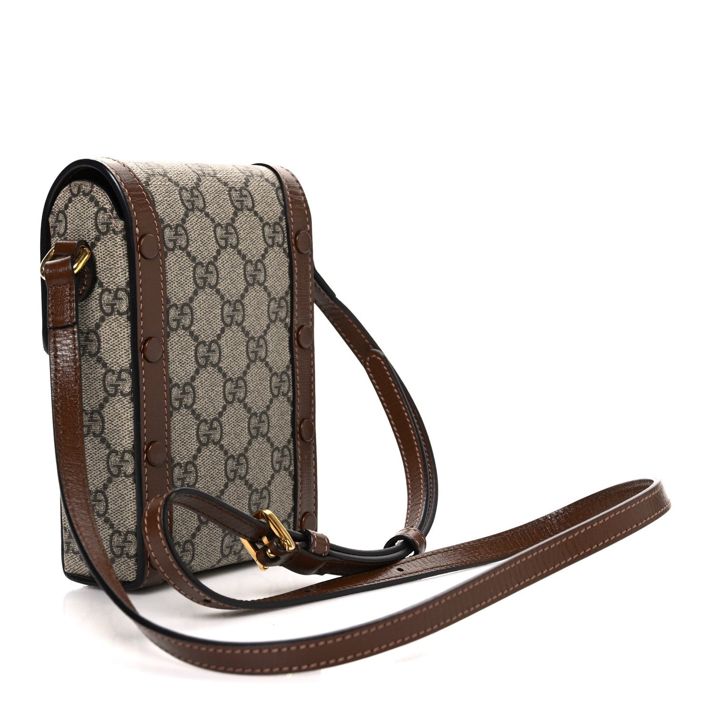 GG Supreme Monogram Mini Horsebit 1955 Crossbody Bag Beige Brown Sugar