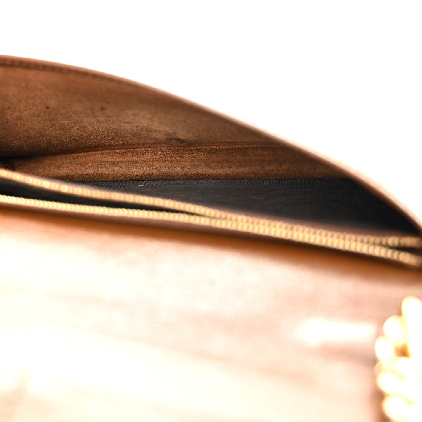 GG Supreme Monogram Azalea Calfskin Horsebit 1955 Wallet On Chain Beige Ebony Brown Sugar