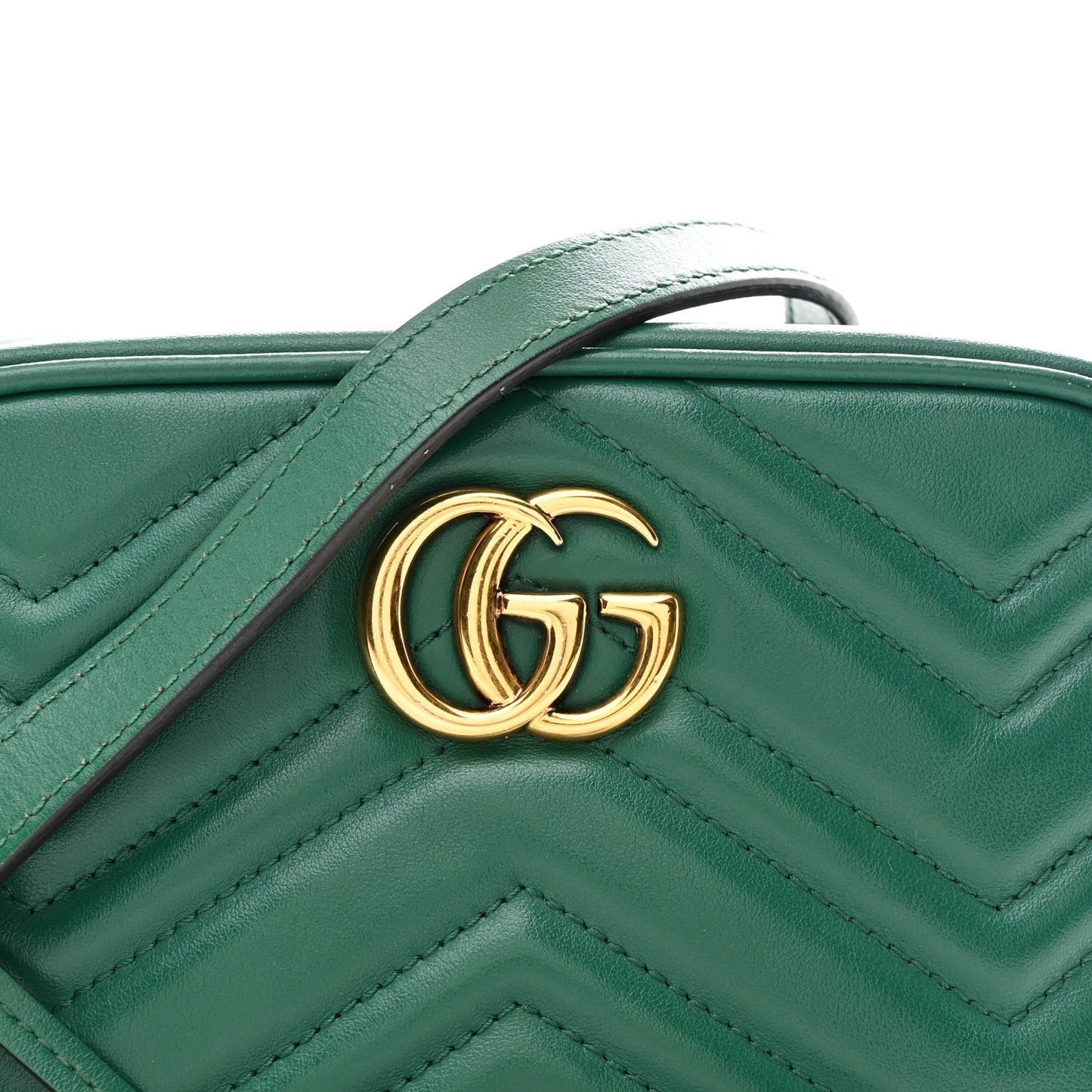 Calfskin Matelasse Small GG Marmont Chain Shoulder Bag Emerald Green