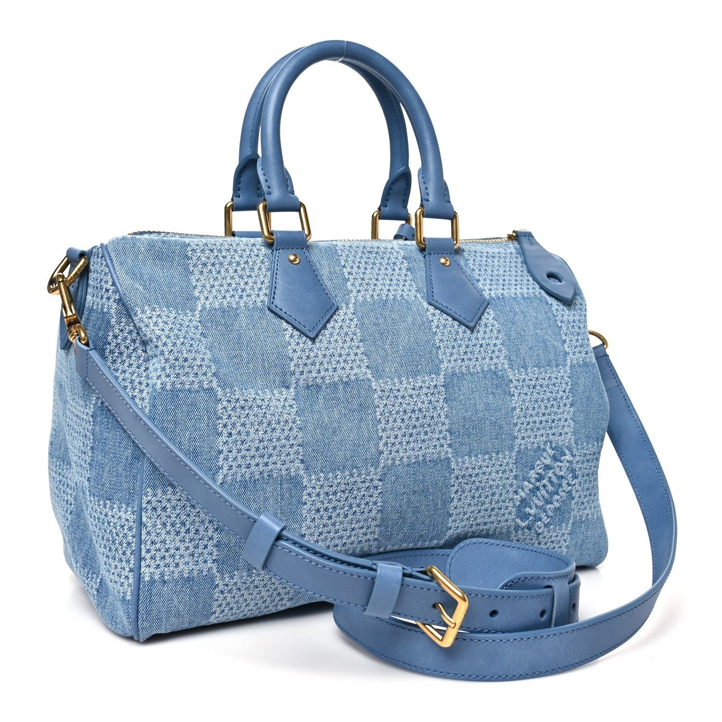 Damier Denim 3D Speedy Bandouliere 30 Denim Blue
