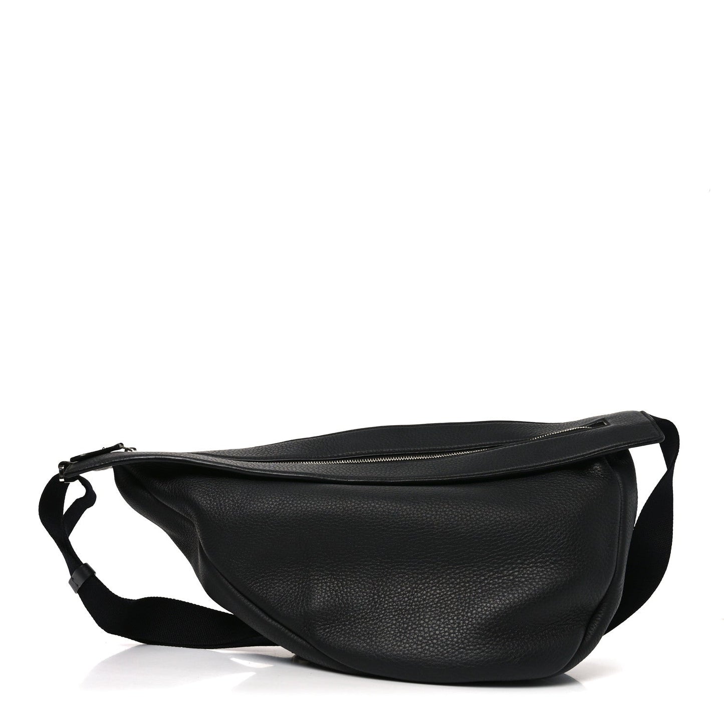 Grained Calfskin Large Slouchy Banana Bag Black