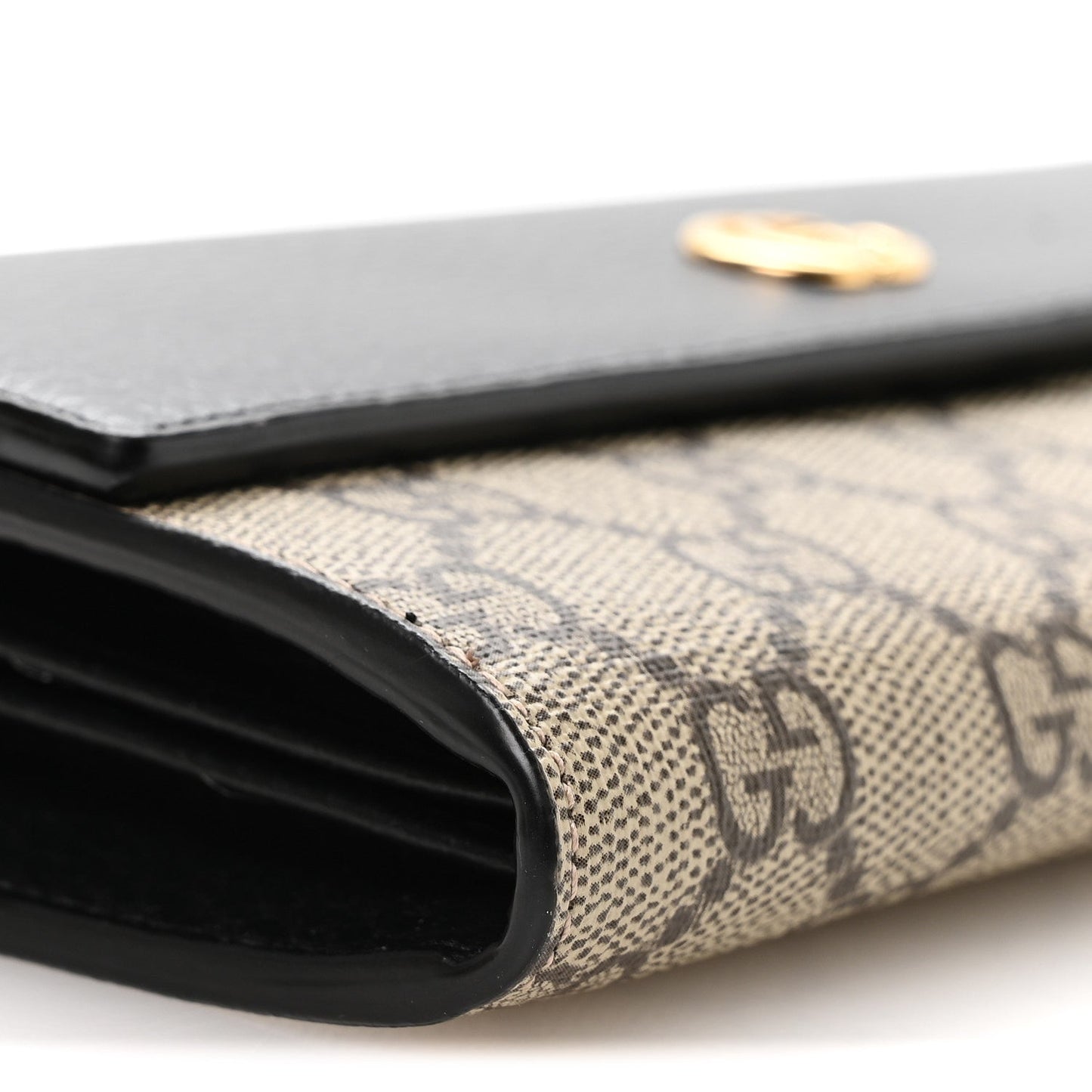 Dollar Calfskin GG Supreme Monogram Petite GG Marmont Wallet Chain Bag Black Beige Ebony