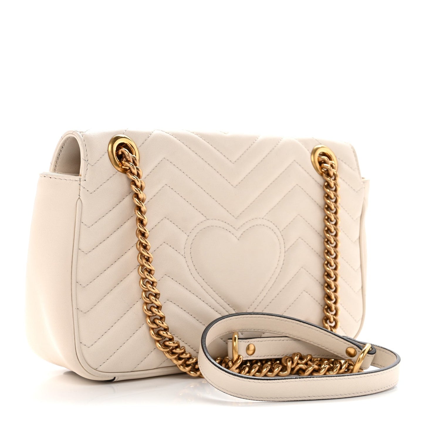 Calfskin Matelasse Small GG Marmont Shoulder Bag White