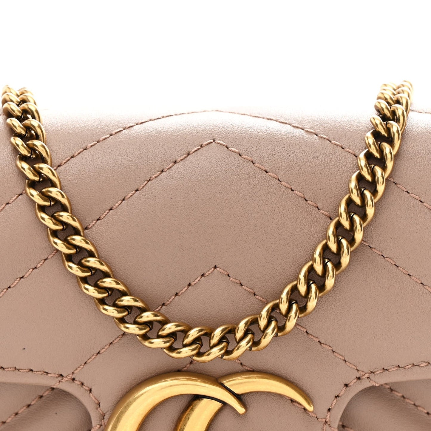 Calfskin Matelasse Super Mini GG Marmont Shoulder Bag Porcelain Rose