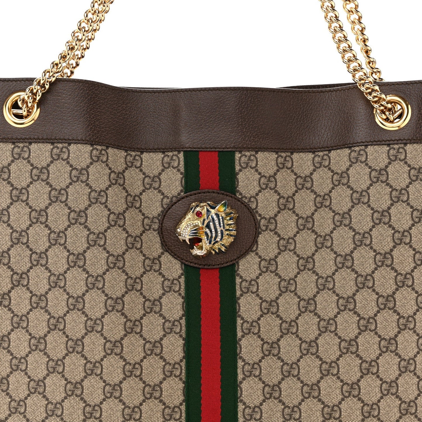 GG Supreme Monogram Large Rajah Chain Tote Beige New Acero