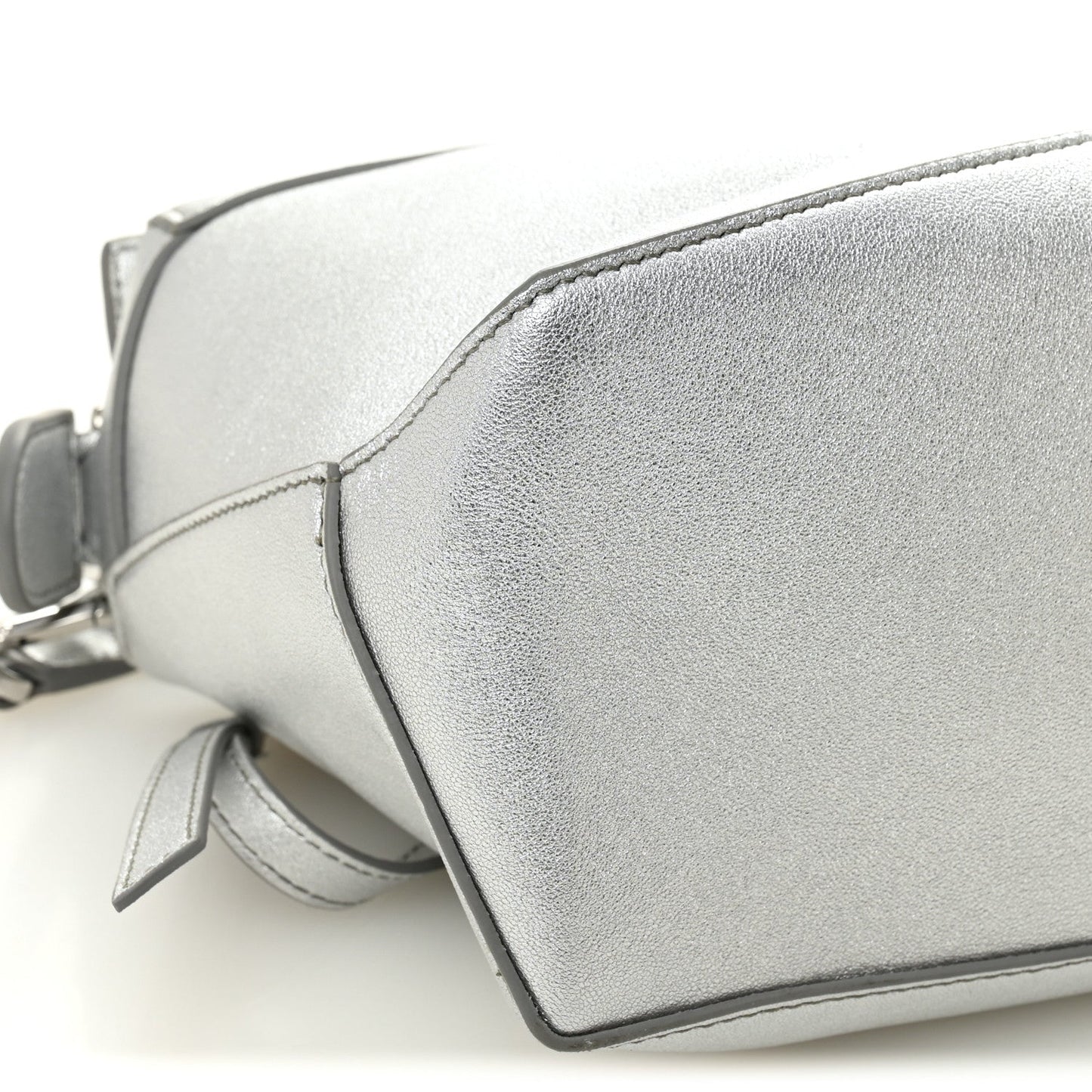 Laminated Lambskin Small Puzzle Edge Bag Silver