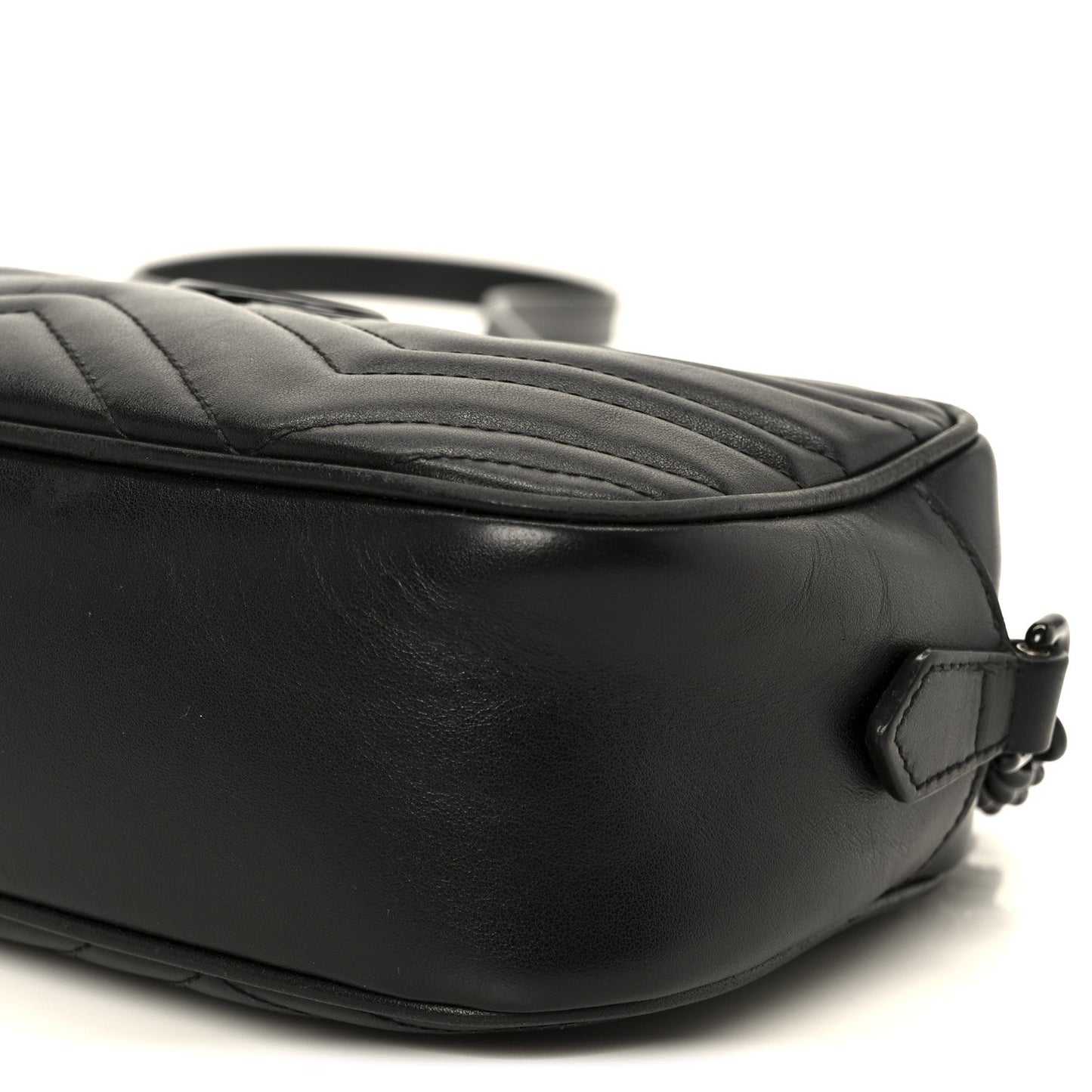 Calfskin Matelasse Monochrome Small GG Marmont Chain Shoulder Bag Black