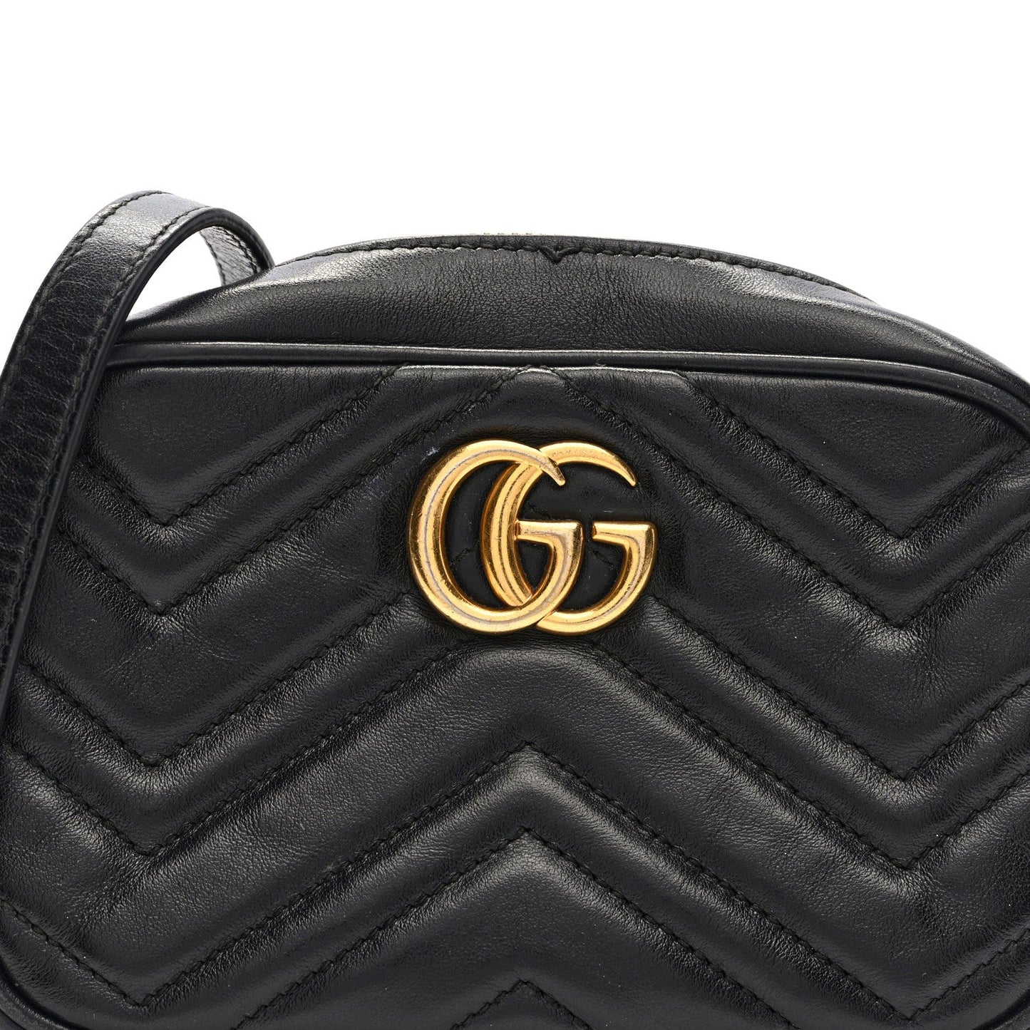Calfskin Matelasse Mini GG Marmont Chain Shoulder Bag Black