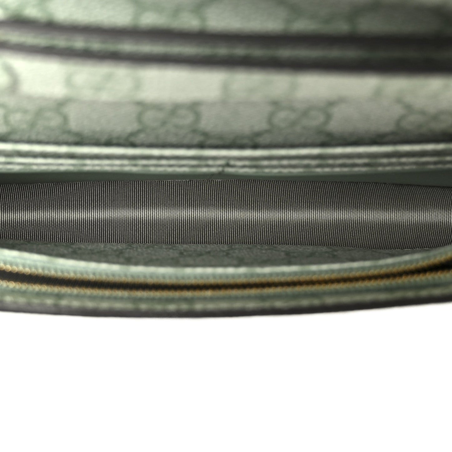 GG Supreme Monogram Textured Calfskin Emblem Wallet On Chain Sage Green