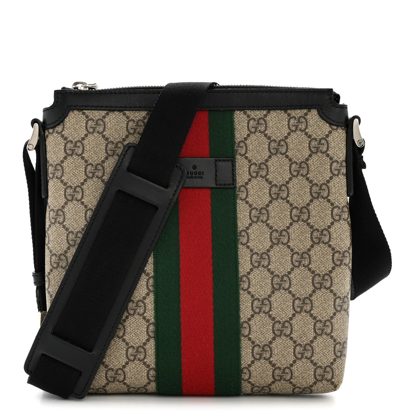 GG Supreme Monogram Web Messenger Bag Black