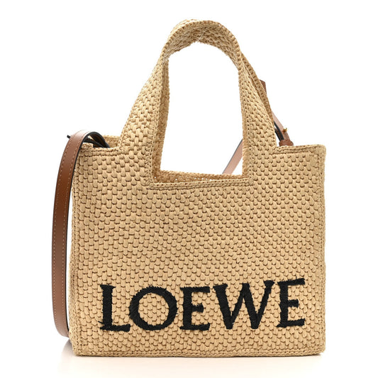 X PAULA'S IBIZA Raffia Font Tote Natural Tan