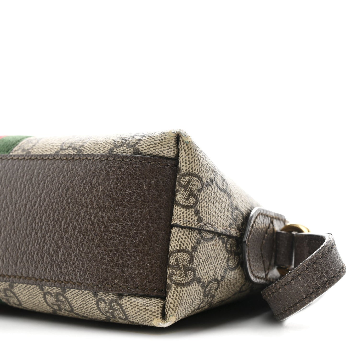 GG Supreme Monogram Textured Dollar Calfskin Web Small Ophidia Dome Shoulder Bag Beige Ebony New Acero