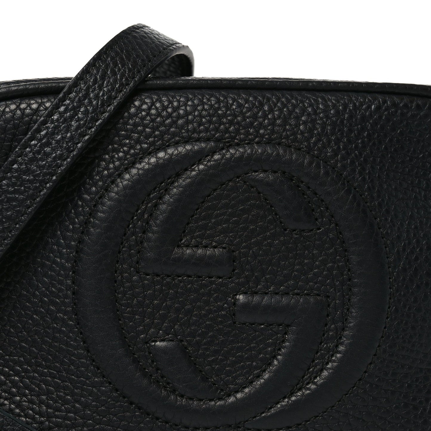 Pebbled Calfskin Small Soho Disco Bag Black