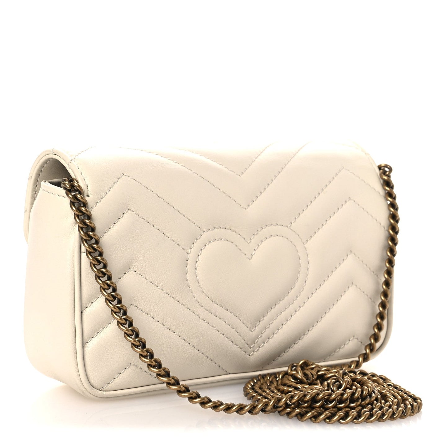 Calfskin Matelasse Super Mini GG Marmont Shoulder Bag White