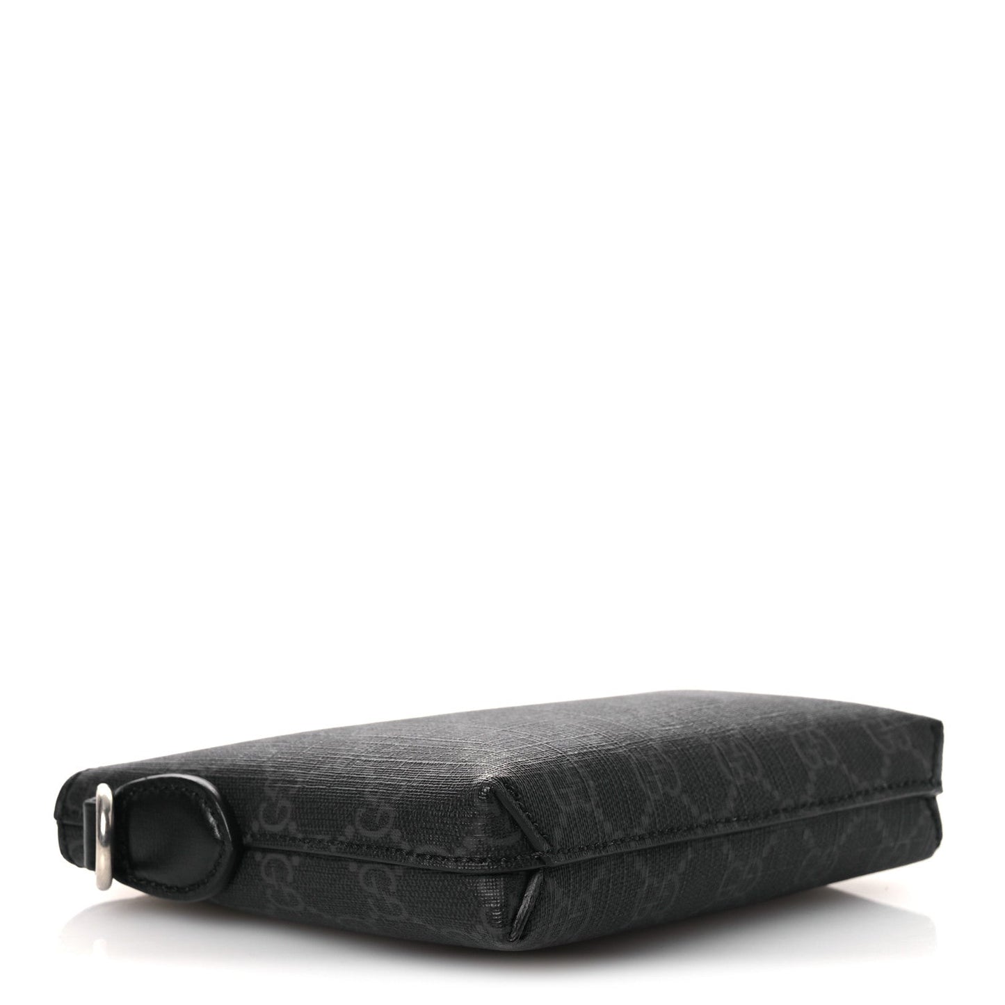 GG Supreme Monogram Azalea Calfskin Small Retro Interlocking G Wristlet Messenger Bag Black