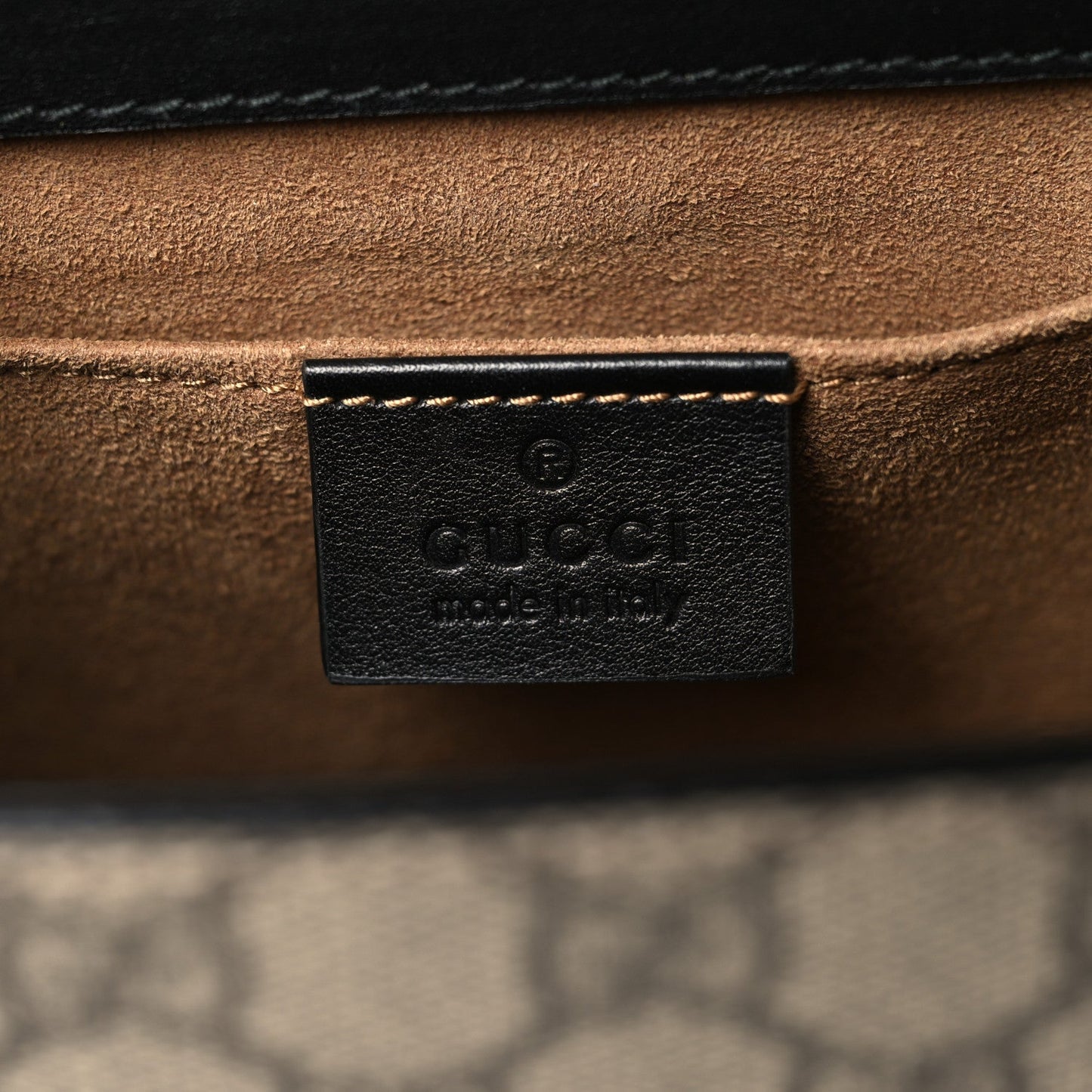 GG Supreme Monogram Calfskin Small Padlock Shoulder Bag Beige Black Cuir