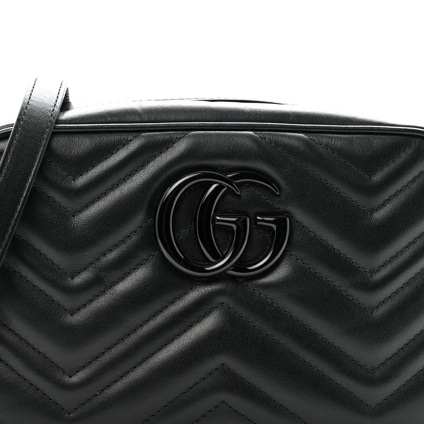 Calfskin Matelasse Monochrome Small GG Marmont Chain Shoulder Bag Black