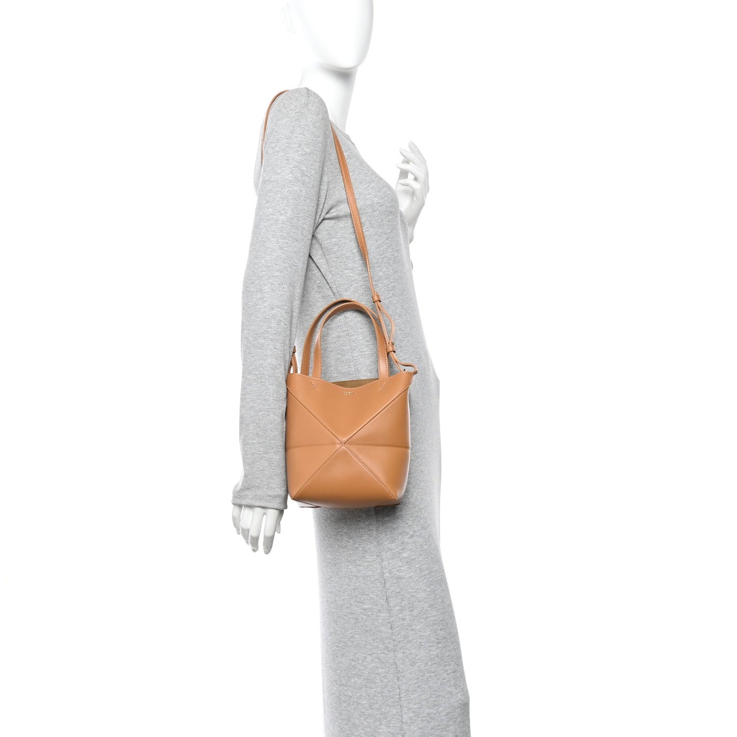 Shiny Calfskin Mini Puzzle Fold Tote Warm Desert