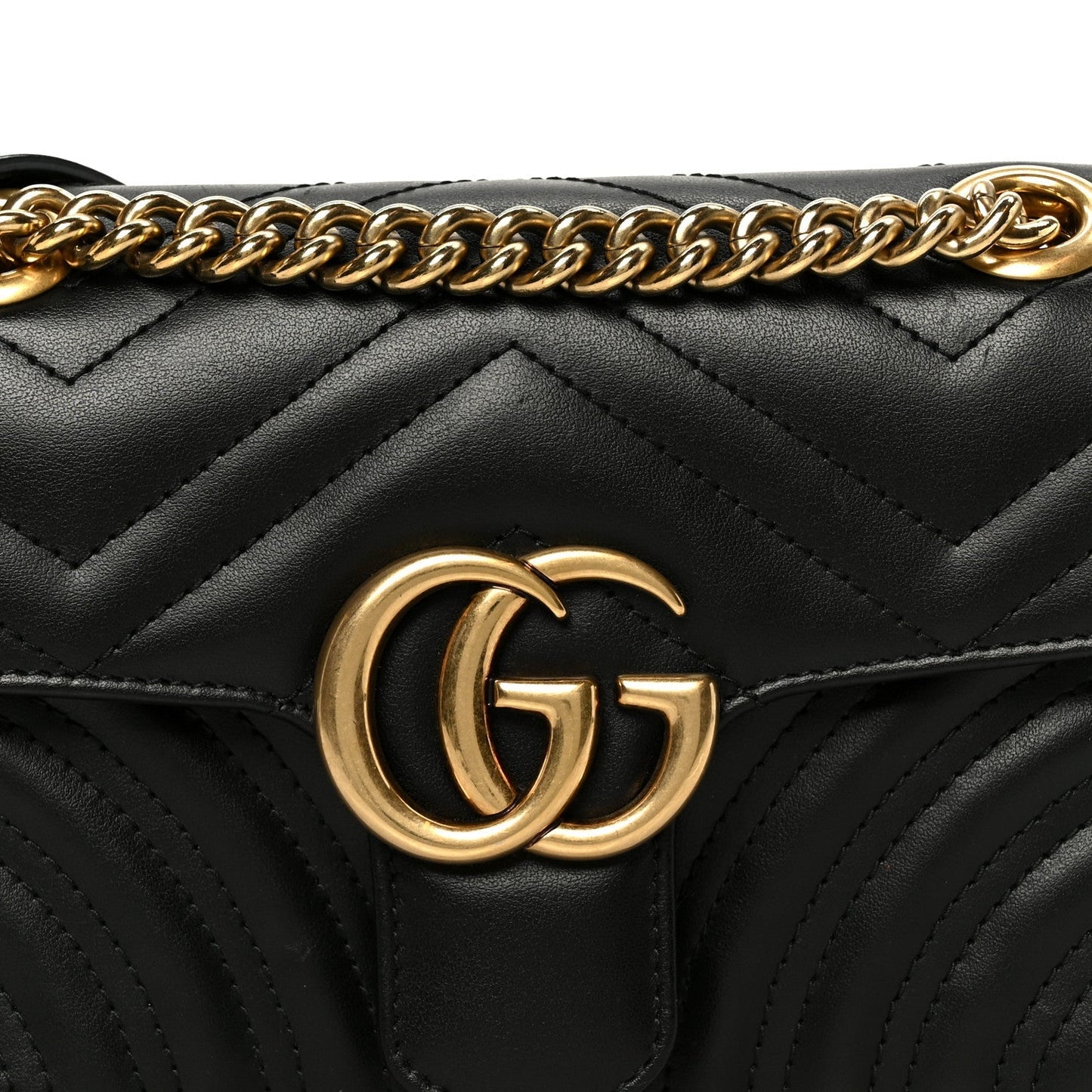 Calfskin Matelasse Mini GG Marmont Shoulder Bag Black
