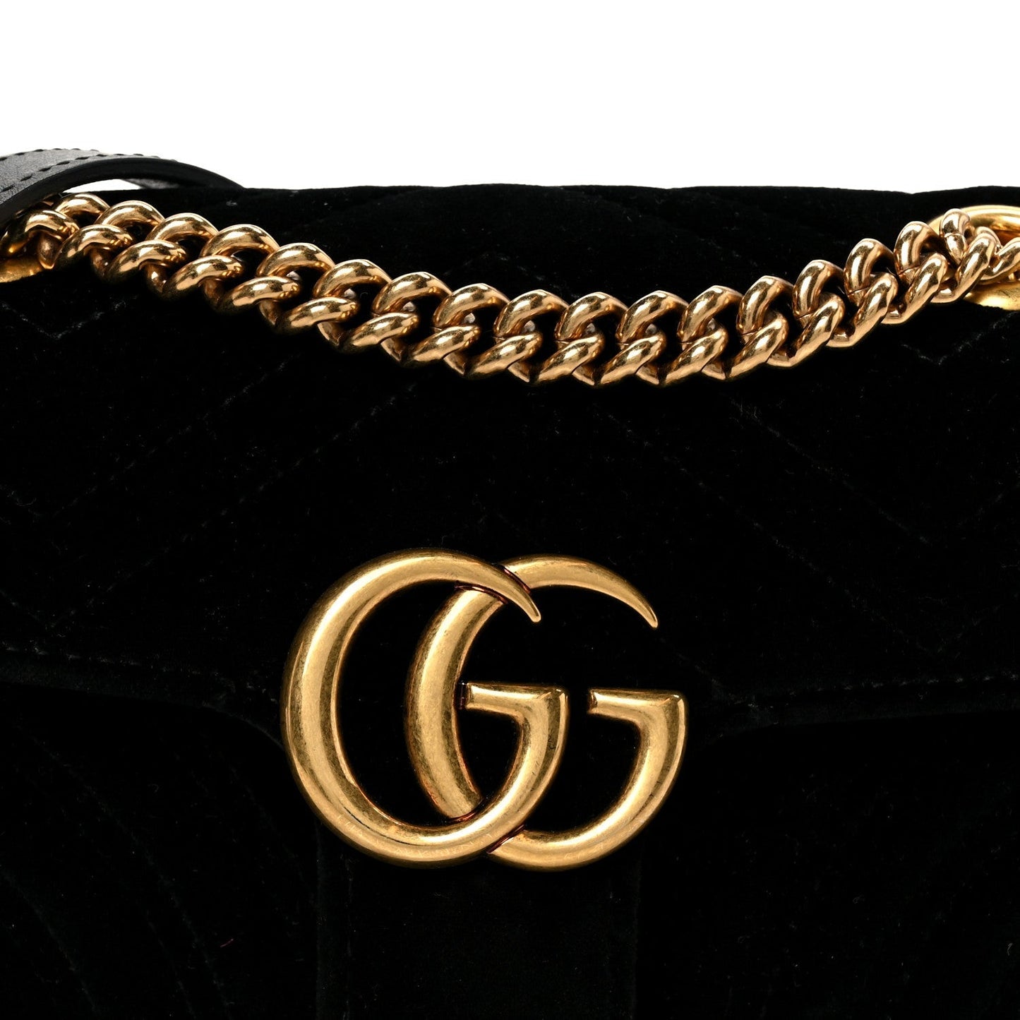 Velvet Matelasse Mini GG Marmont Shoulder Bag  Black