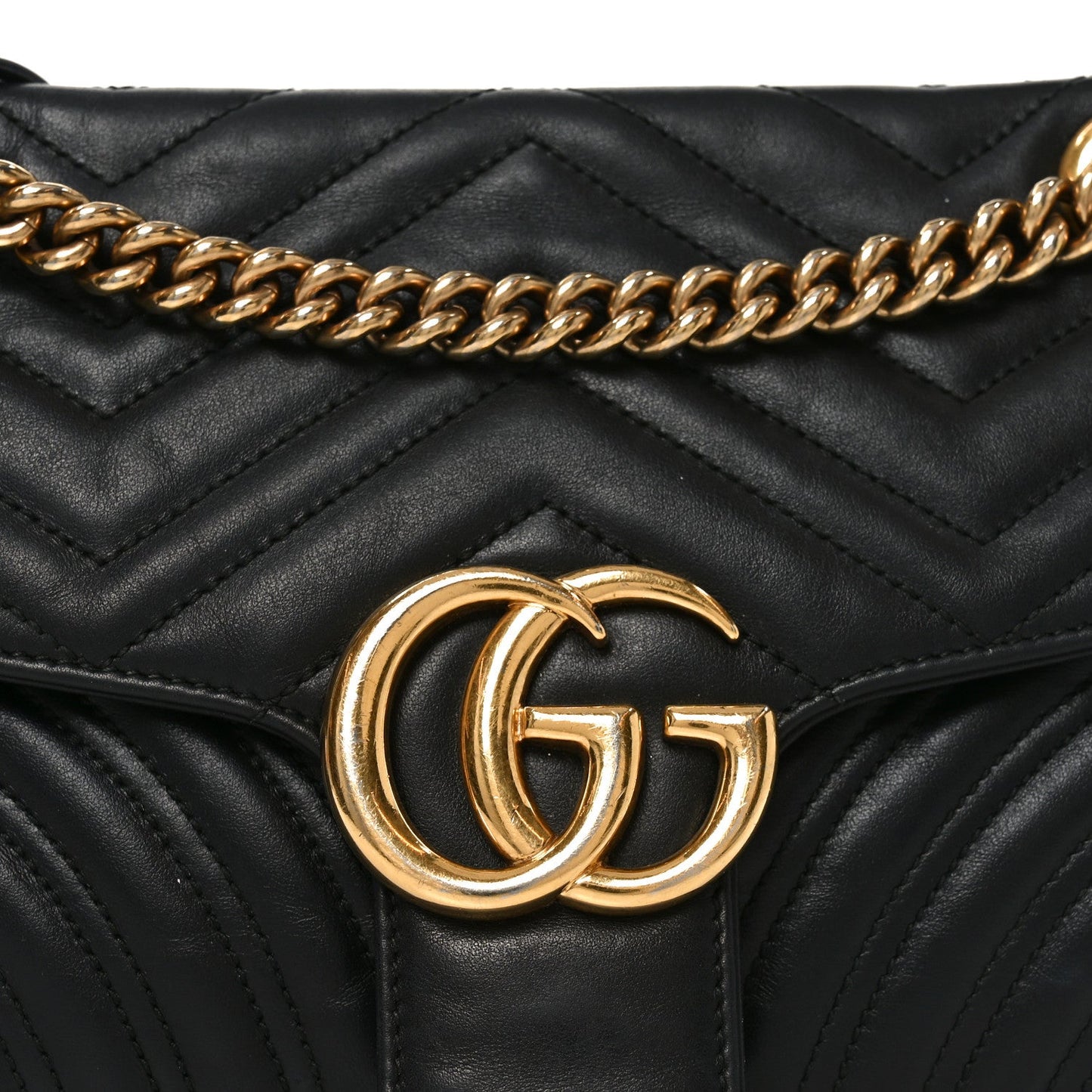 Calfskin Matelasse Small GG Marmont Shoulder Bag Black