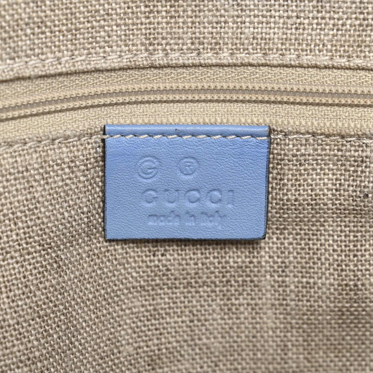 Soft Microguccissima Small Zippered Satchel Light Blue