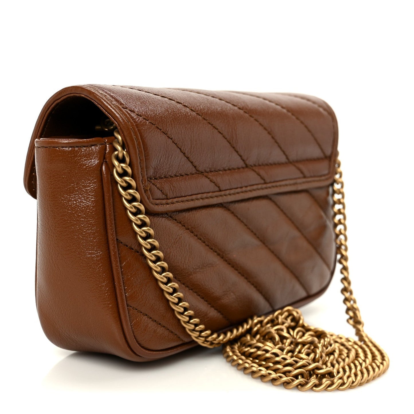 Azalea Calfskin Matelasse Diagonal Super Mini GG Marmont Shoulder Bag Cuir