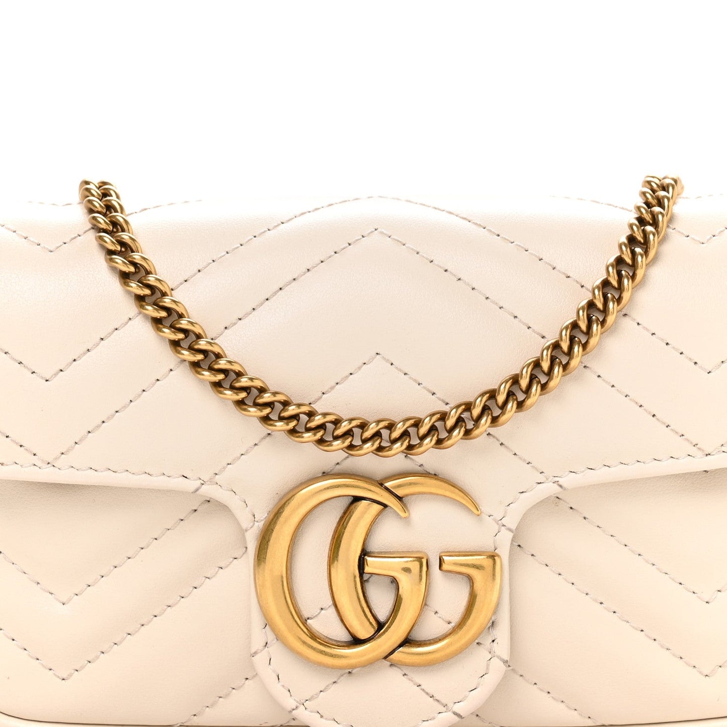 Calfskin Matelasse Super Mini GG Marmont Shoulder Bag White