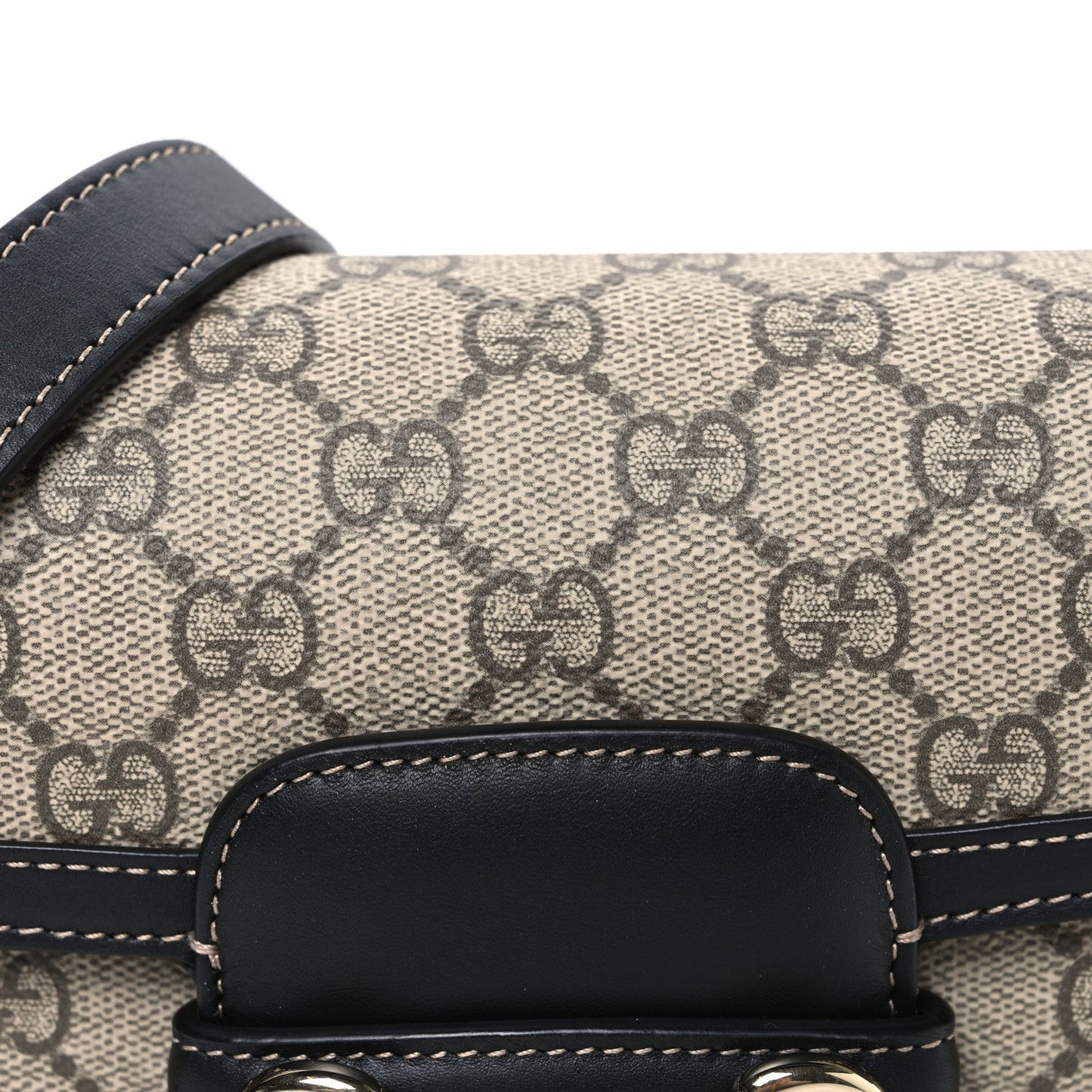 GG Supreme Monogram Horsebit 1955 Soft Small Shoulder Bag Beige Black
