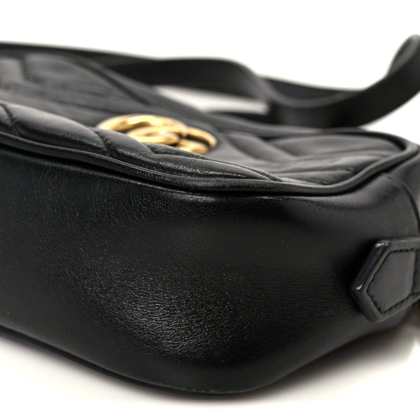 Calfskin Matelasse Mini GG Marmont Chain Shoulder Bag Black