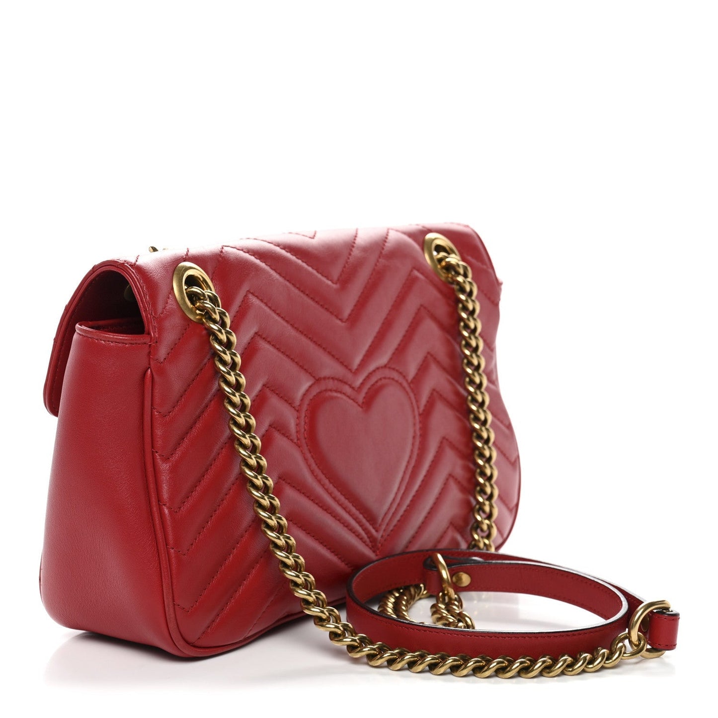 Calfskin Matelasse Small GG Marmont Shoulder Bag Hibiscus Red