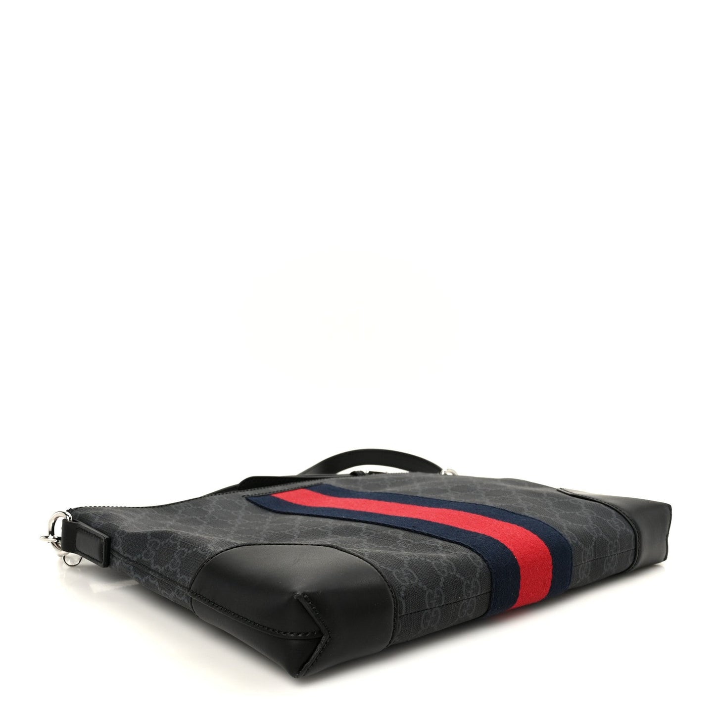 Soft GG Supreme Monogram Appia Calfskin Web East West Messenger Bag Black Grey