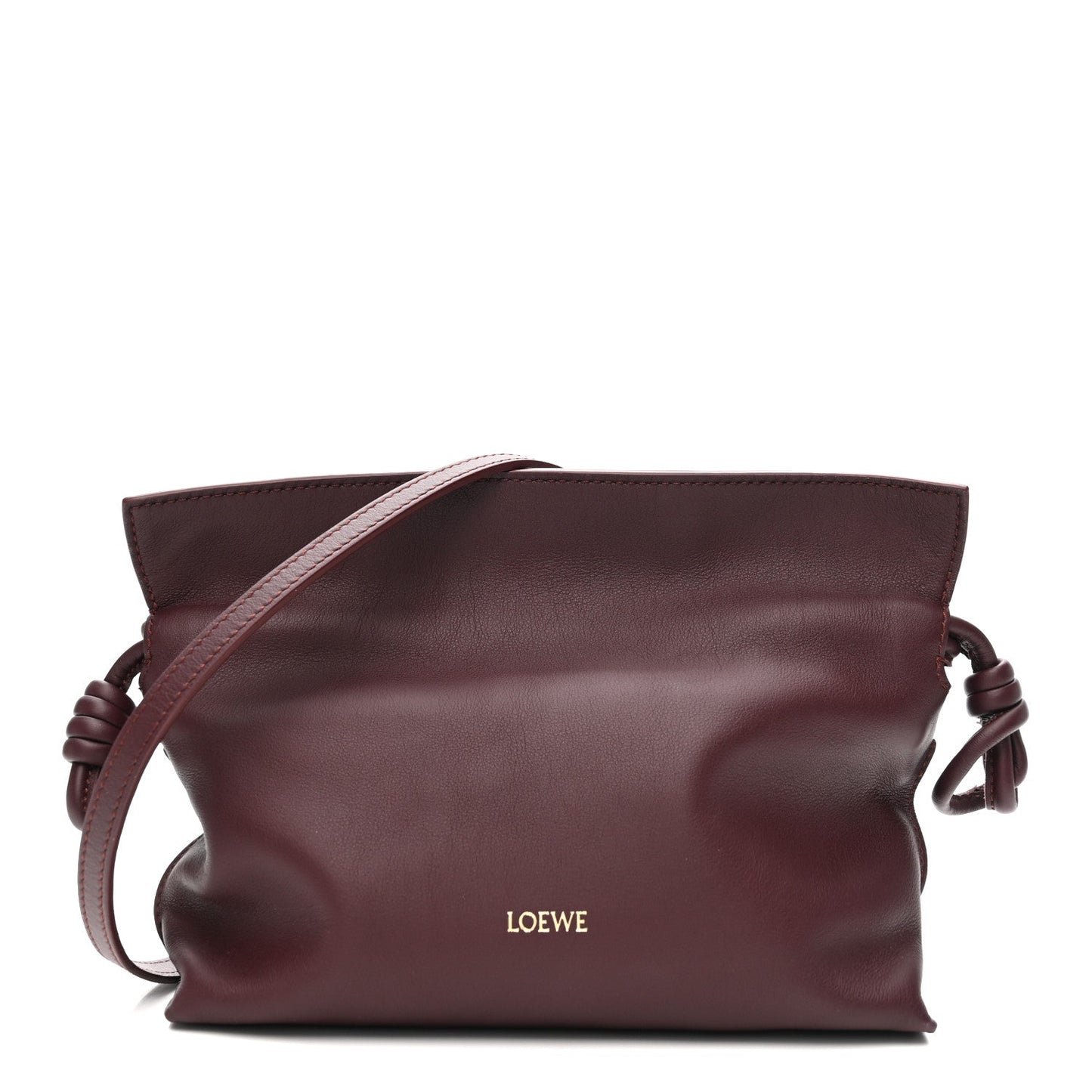 Calfskin Mini Flamenco Knot Clutch Dark Burgundy
