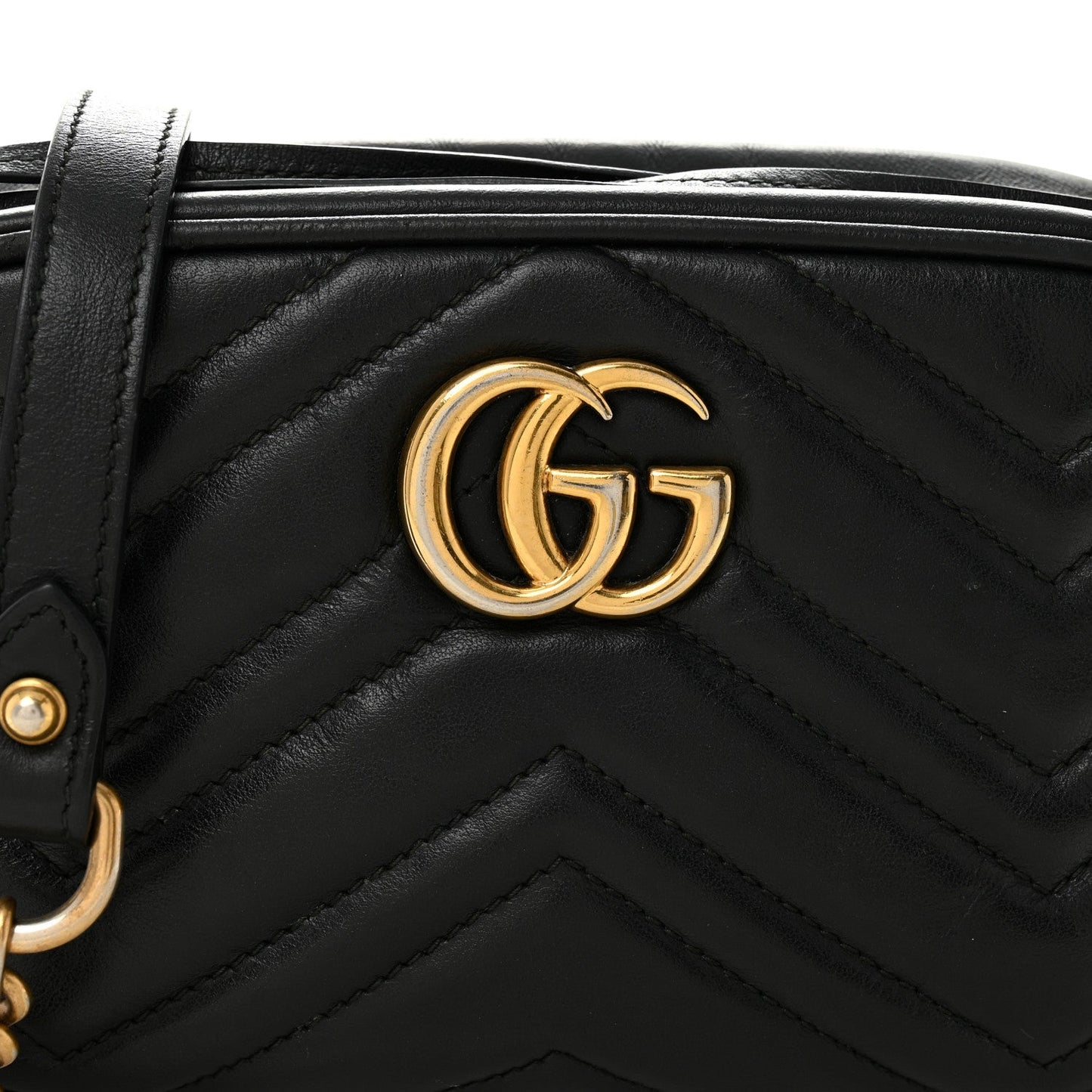 Calfskin Matelasse Mini GG Marmont Chain Shoulder Bag Black