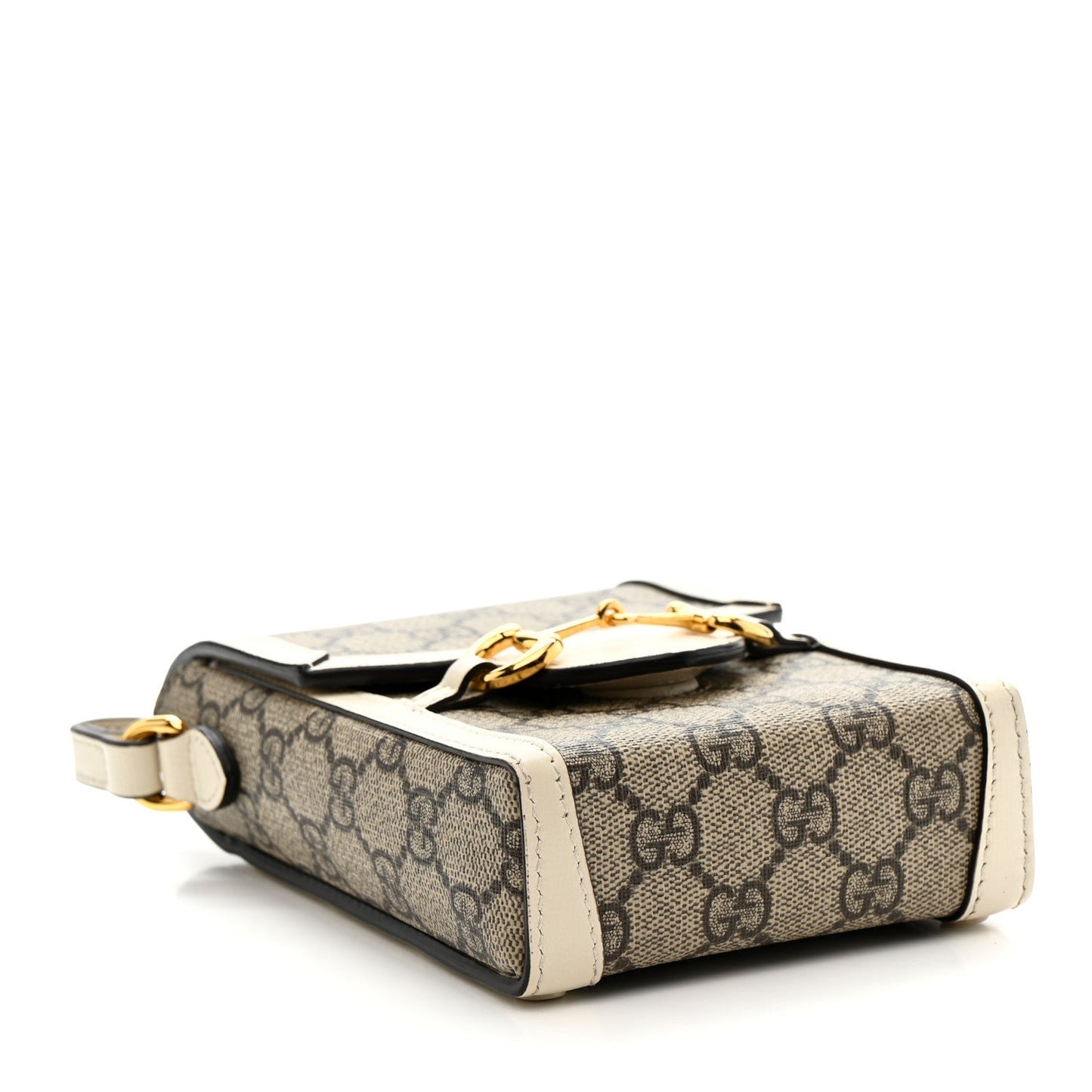 GG Supreme Monogram Azalea Calfskin Mini Horsebit 1955 Crossbody Bag Beige Ebony Mystic White
