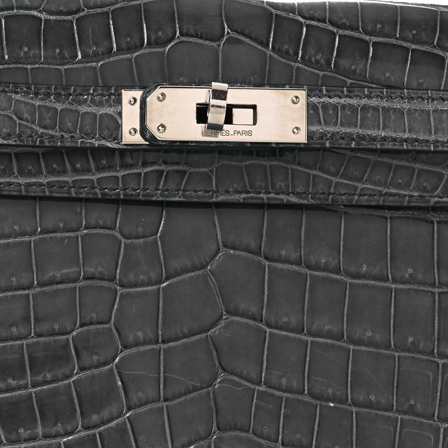 Shiny Niloticus Crocodile Kelly Elan Pochette Bleu Tempete
