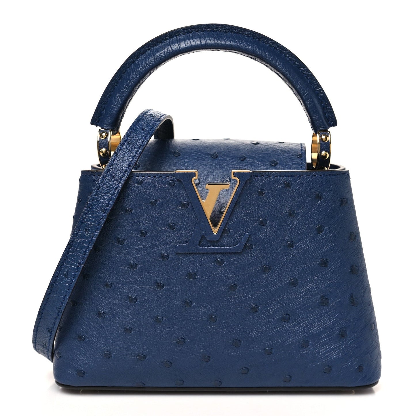 Ostrich Capucines Mini Indigo
