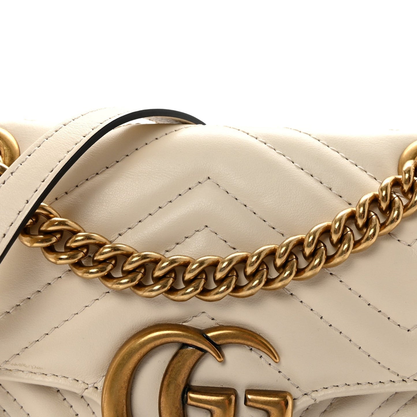 Calfskin Matelasse Mini GG Marmont Shoulder Bag White