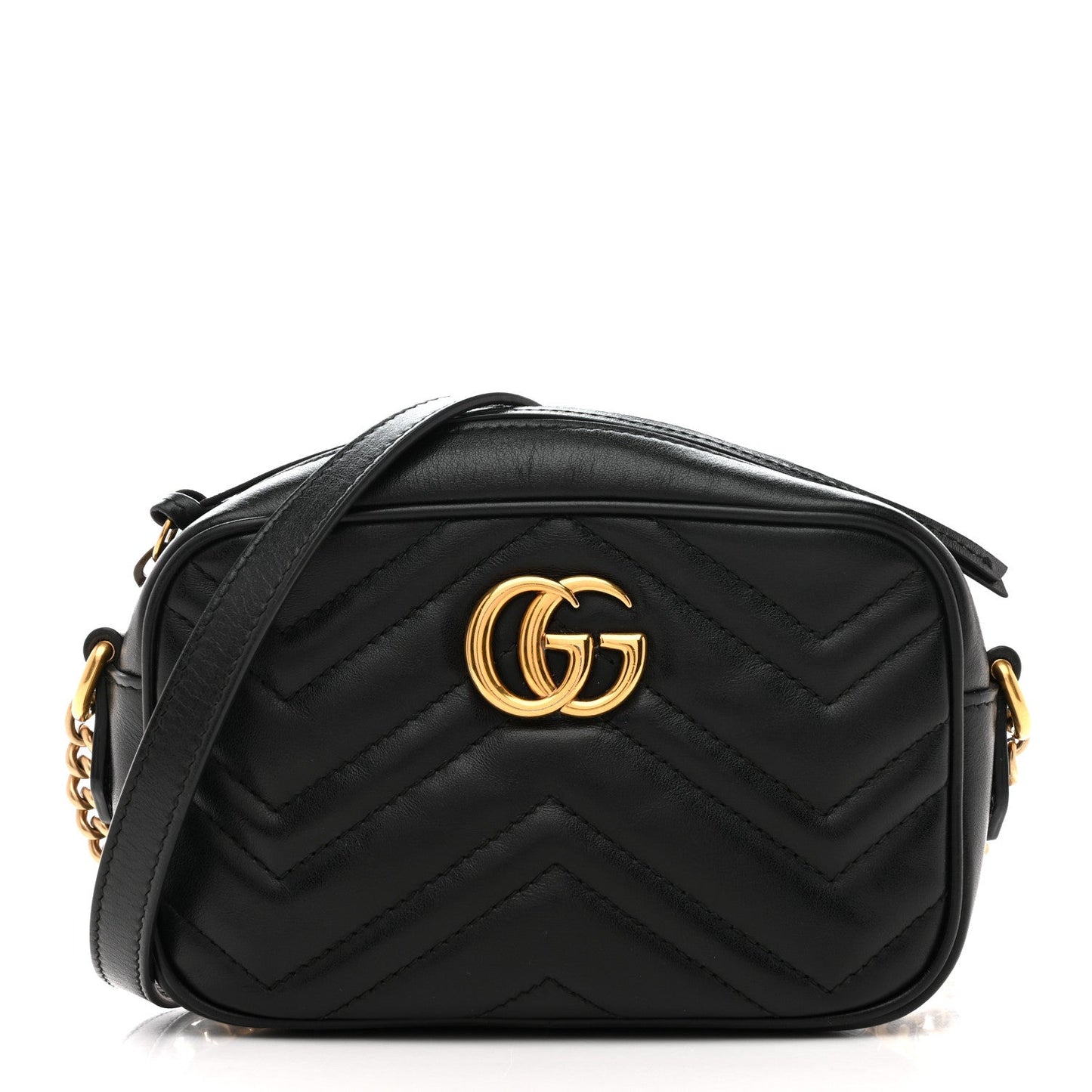Calfskin Matelasse Mini GG Marmont Chain Shoulder Bag Black