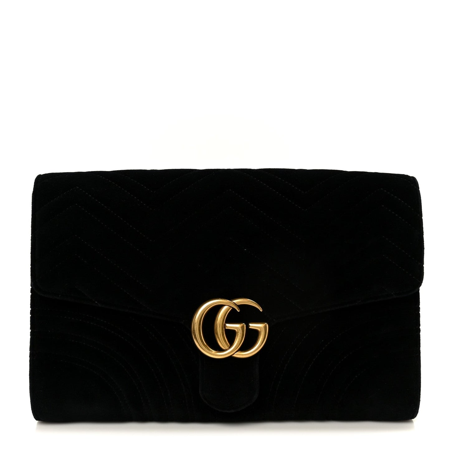 Velvet Matelasse GG Marmont Clutch Black