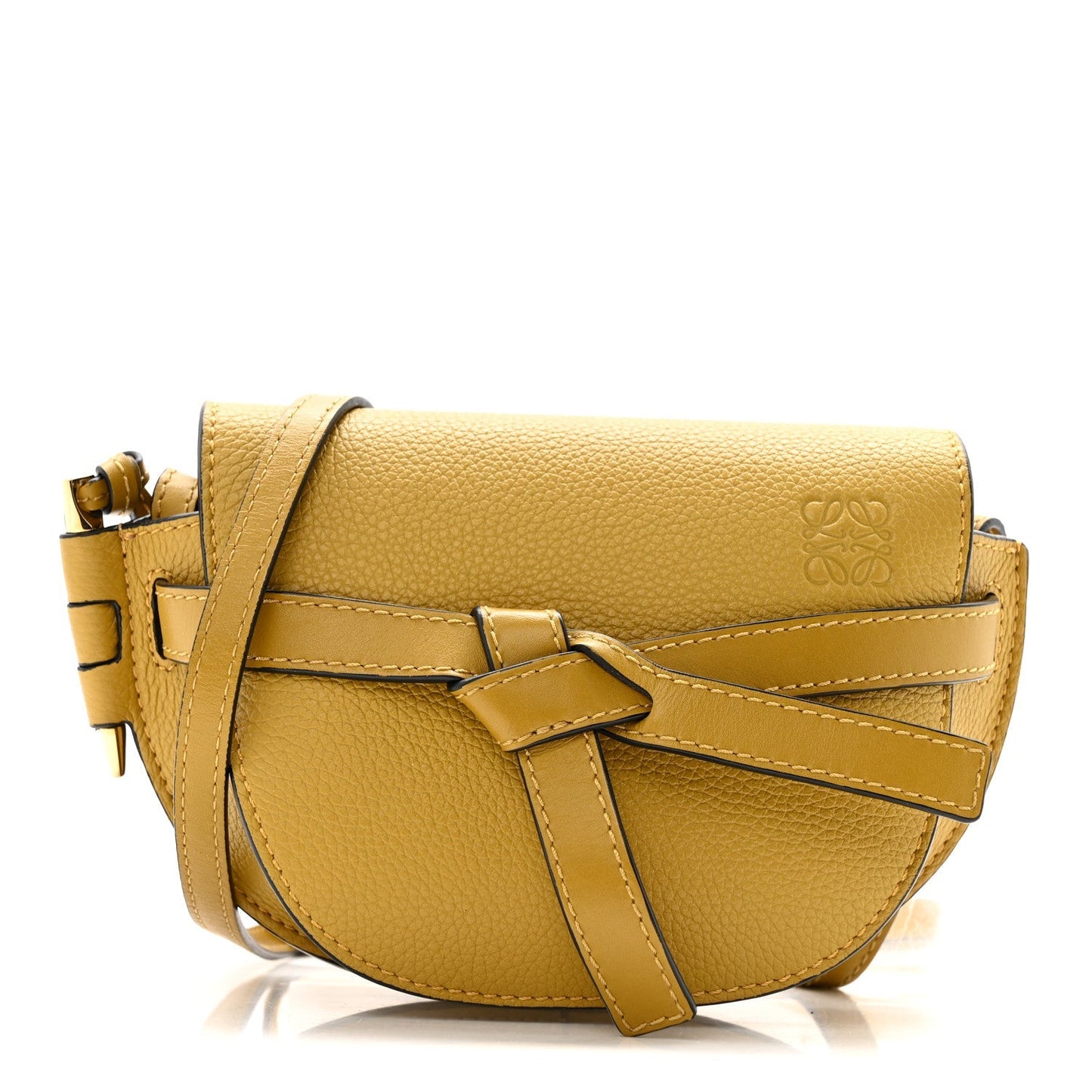 Grained Calfskin Mini Gate Crossbody Bag Yellow
