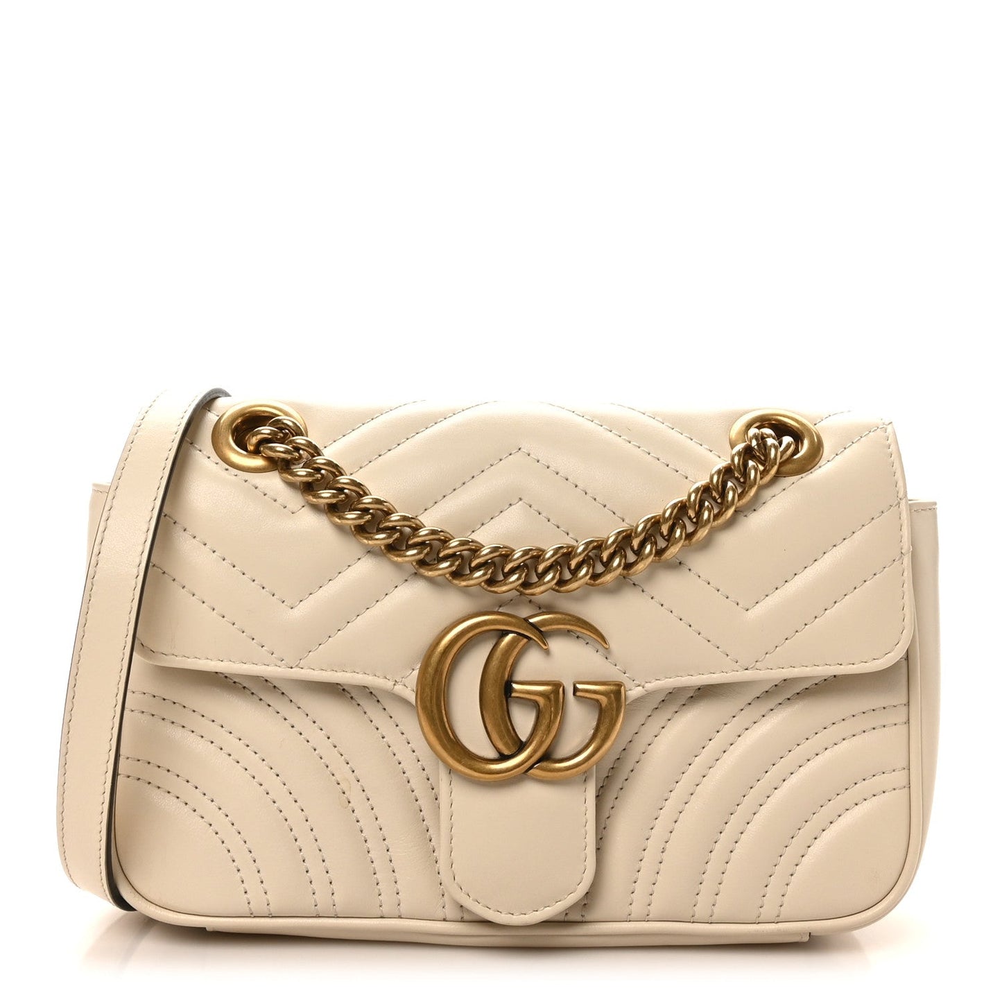 Calfskin Matelasse Mini GG Marmont Shoulder Bag White