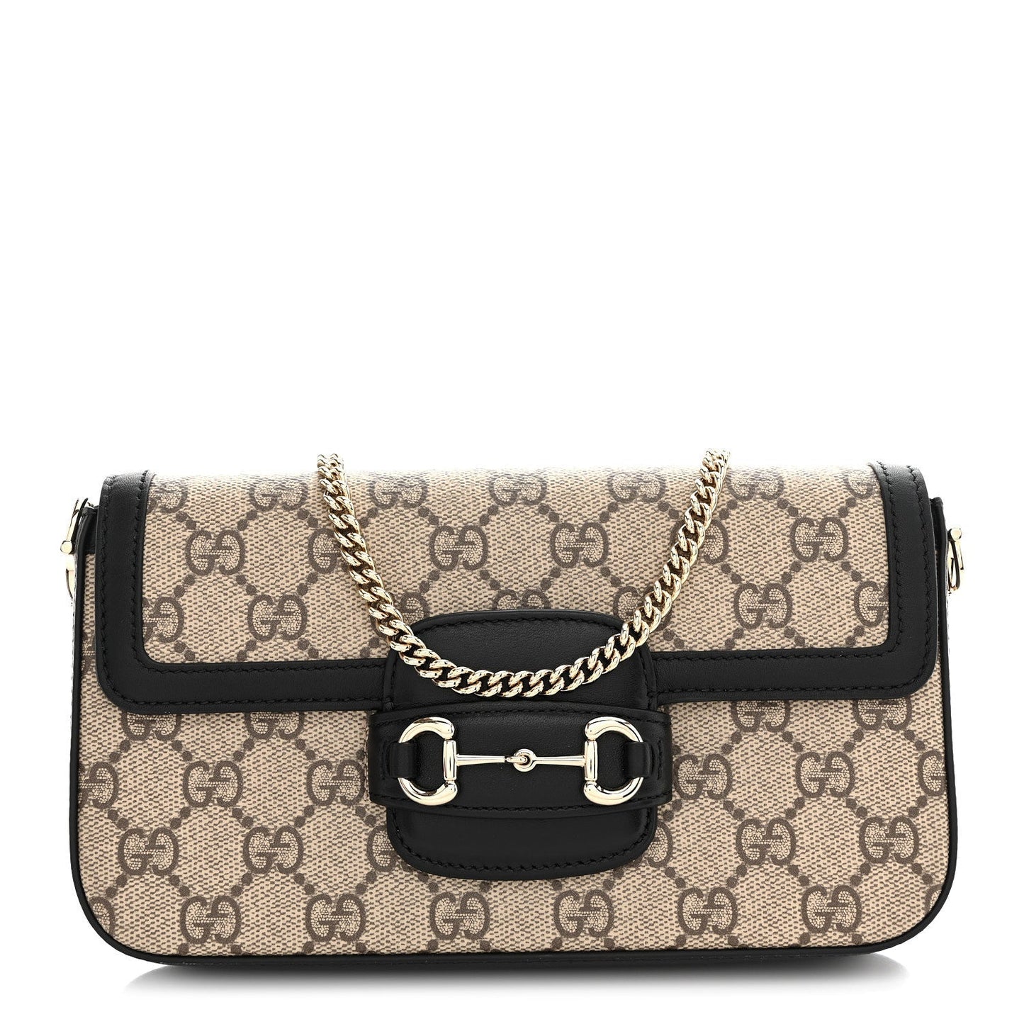 GG Supreme Monogram Azalea Calfskin Horsebit 1955 Mini Bag Beige Black