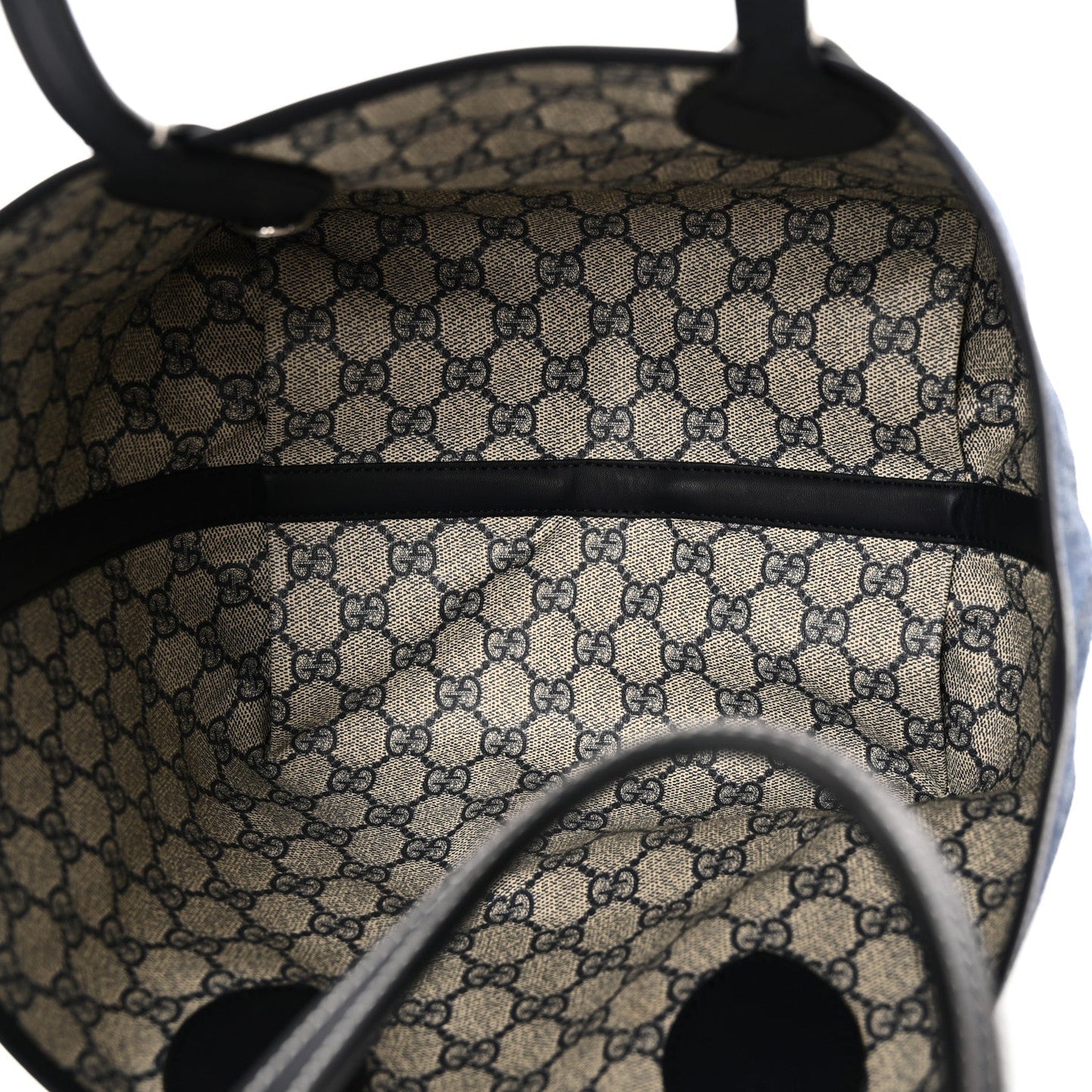 GG Supreme Monogram Denim Small Totissima Reversible Tote Beige Blue