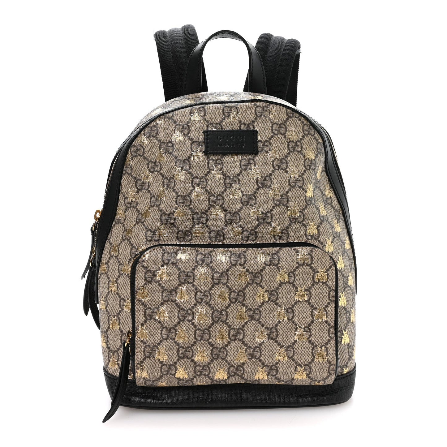 GG Supreme Monogram Bees Print Small Day Backpack Beige Oro Black