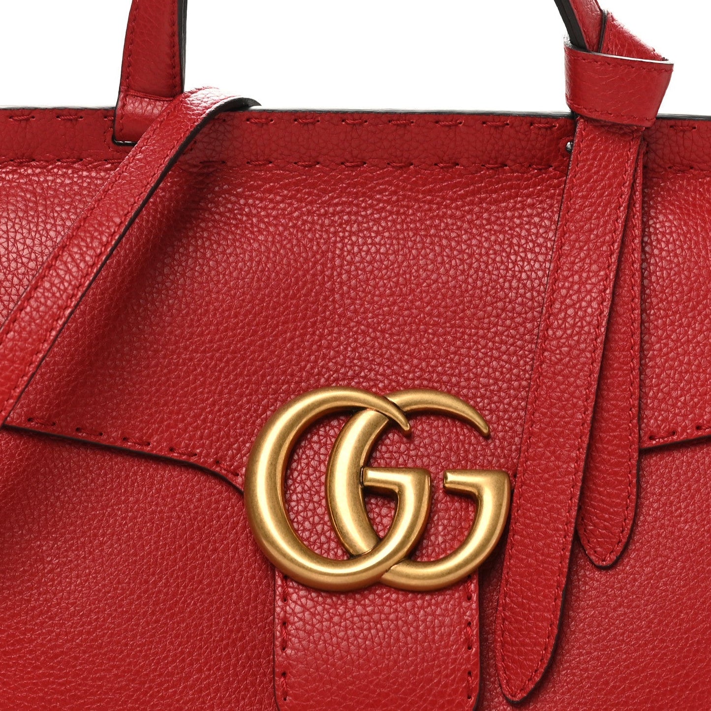 Calfskin Small GG Marmont Top Handle Bag Vulcanic Red